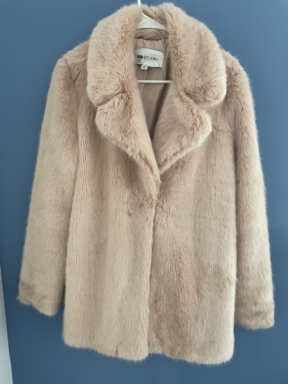 KB Studio Women's Plush Teddy Coat in Blush Beige